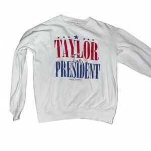 Simply Southern White Crewneck Sweater with Red and Blue Print